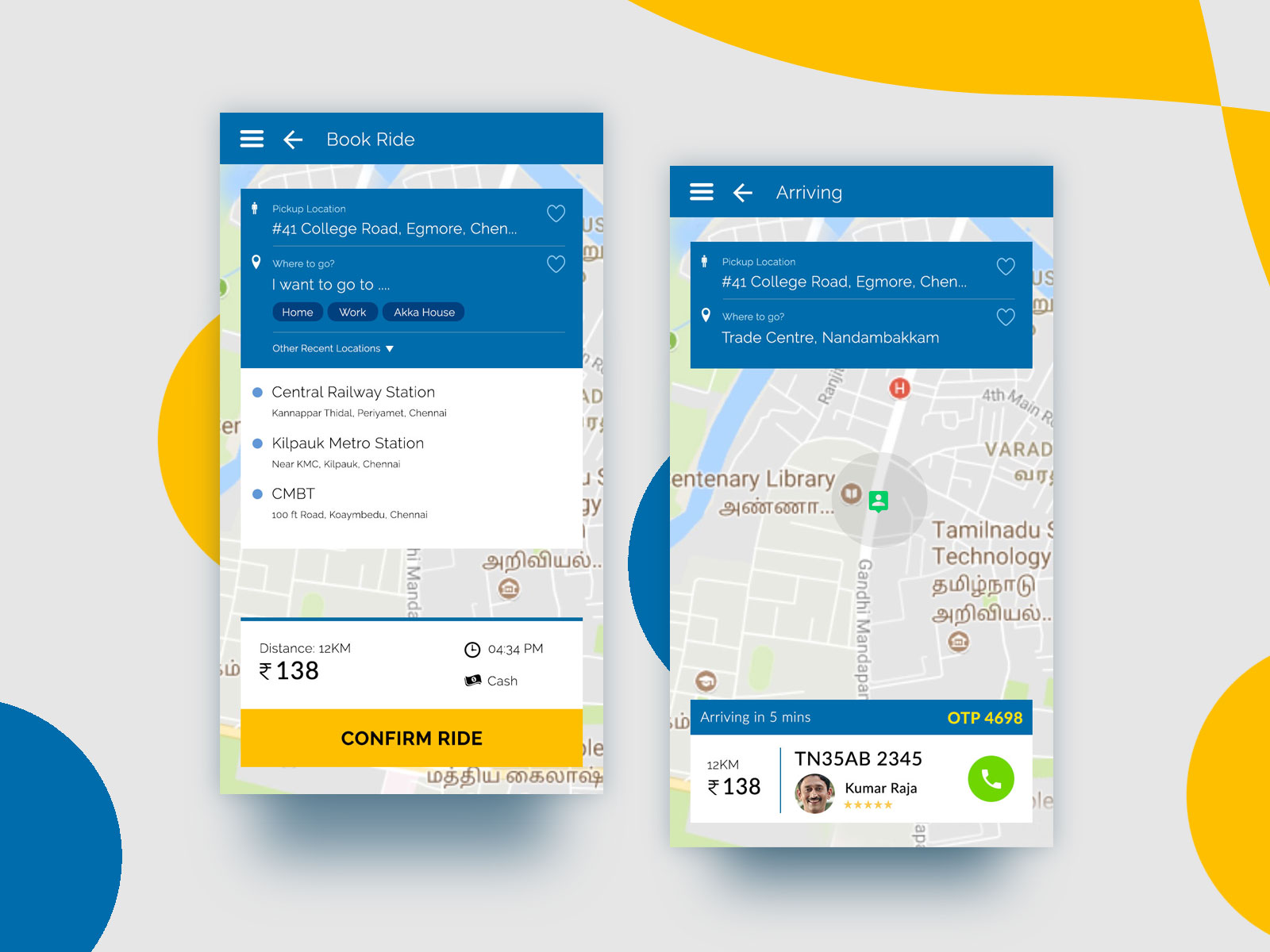 Mobile app for Auto ride app