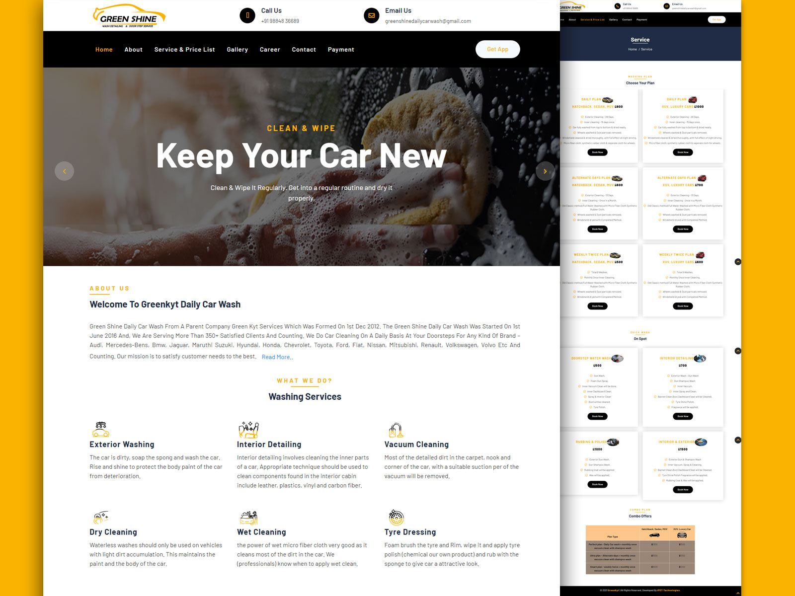 Car Spa website